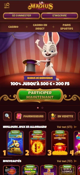 Magius Casino sur smartphone